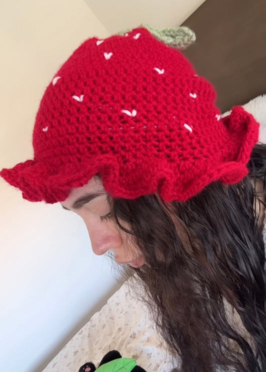 Strawberry Crochet Bucket Hat