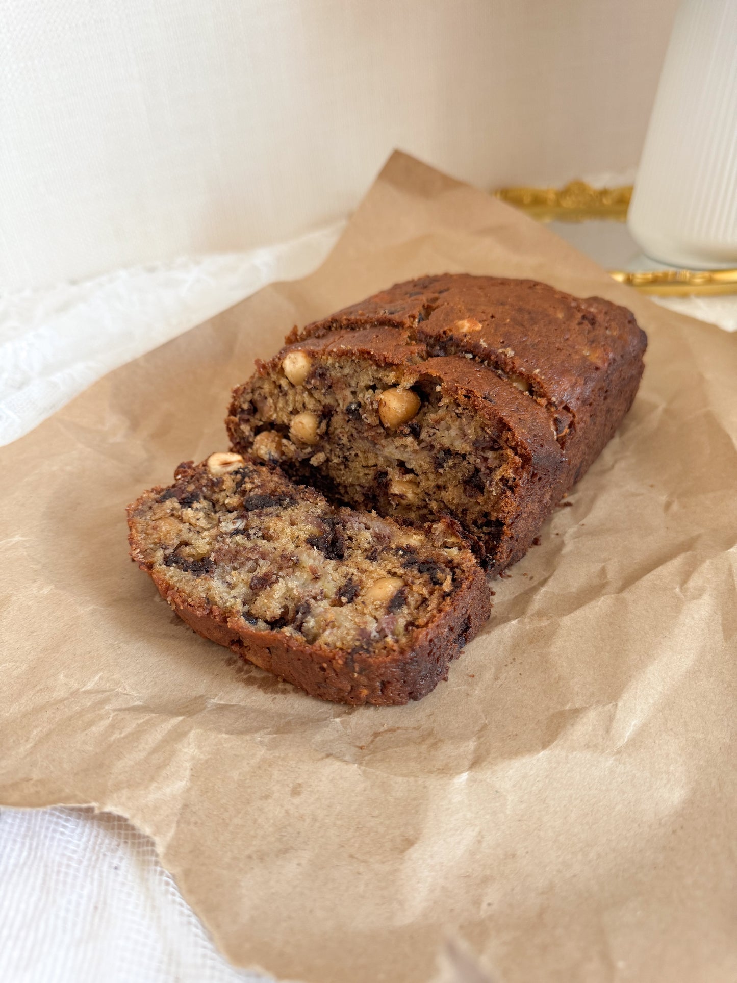 Chocolate chip + Hazelnut Banana Bread