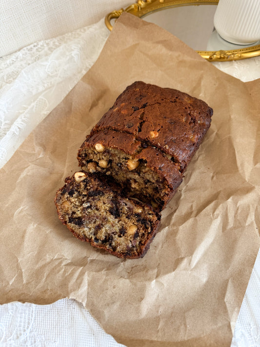 Chocolate chip + Hazelnut Banana Bread